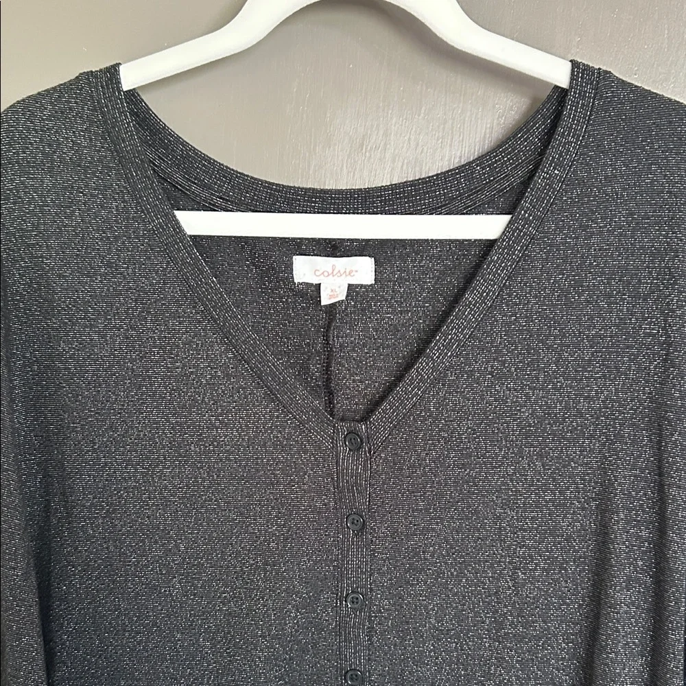 Colsie Black Shimmery V-Neck Pajama Romper XL - Picture 9 of 12